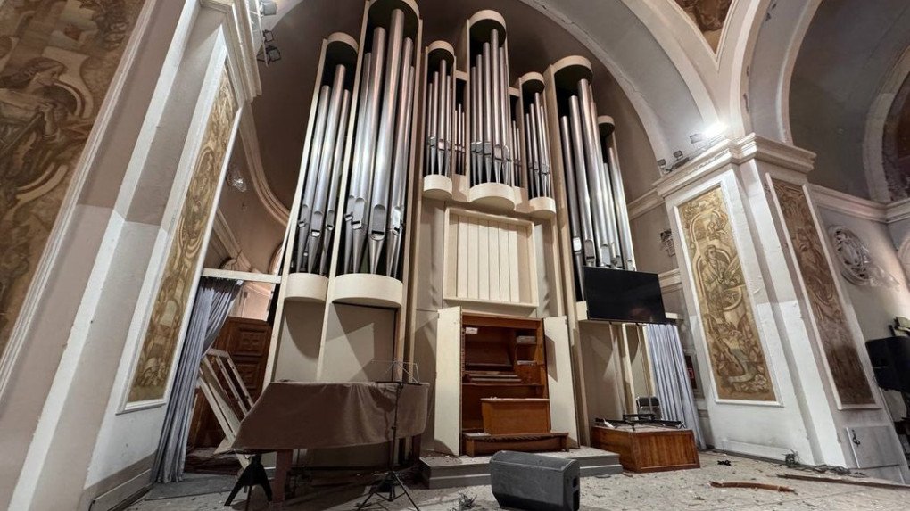 Damaged organ in the House of Organ and Chamber Music in Dnipro on June 15, 2026. (Source: Suspilne Dnipro) Damaged organ in the House of Organ and Chamber Music in Dnipro on June 15, 2026. (Source: Suspilne Dnipro)