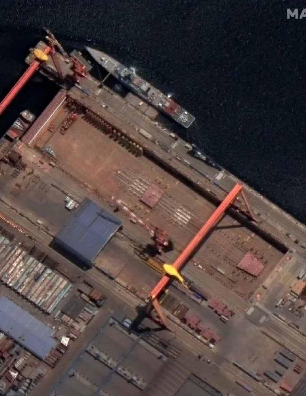 Satellite image of a drydock in Dalian, where Chinese Type 004 is being constructed, September 2025. (Source: alfred_shum4973/X) Satellite image of a drydock in Dalian, where Chinese Type 004 is being constructed, September 2025. (Source: alfred_shum4973/X)