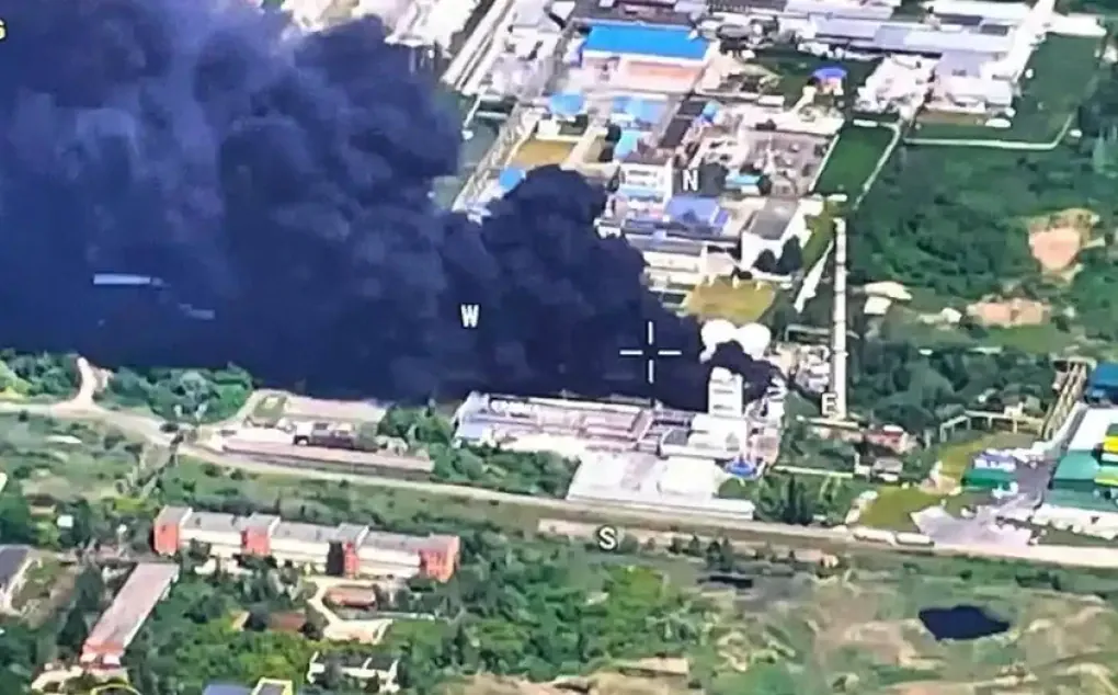 Monocrystal subsidiary factory burning in Shebekino, Belgorod region, 2023.