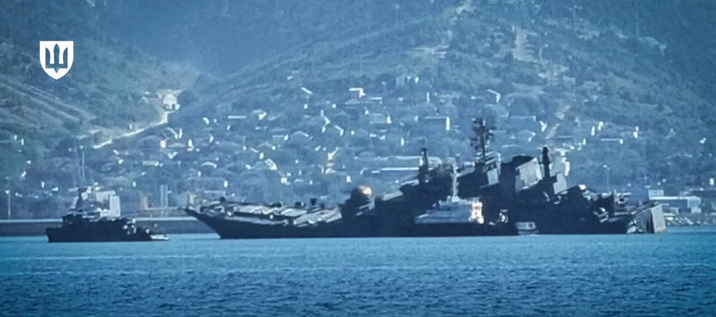Russian Navy landing ship Olenegorsky Gornyak after a strike in 2023. (Source: Ukrainian Defense Ministry)