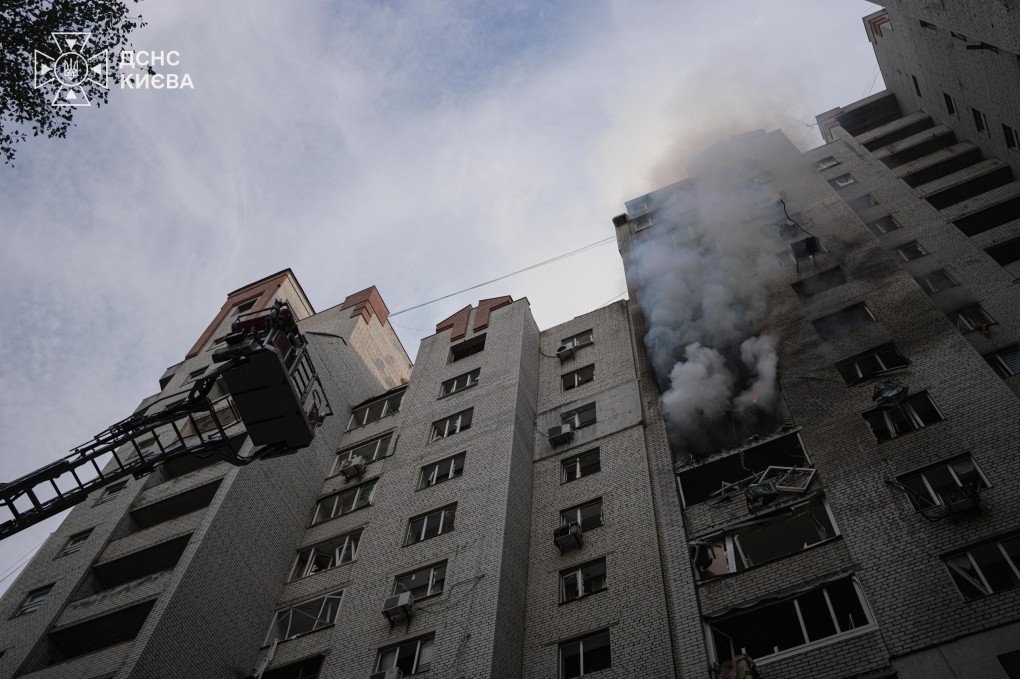 Smoke rises from a residential building in Kyiv following a Russian drone strike on September 25, 2026. (Source: SES) Smoke rises from a residential building in Kyiv following a Russian drone strike on September 25, 2026. (Source: SES)