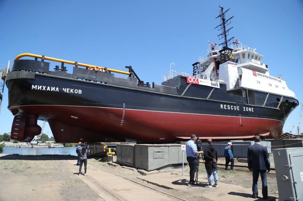 Mikhail Chekov, a Project 22870 rescue and towing ship in 2024. (Source: TASS) Mikhail Chekov, a Project 22870 rescue and towing ship in 2024. (Source: TASS)