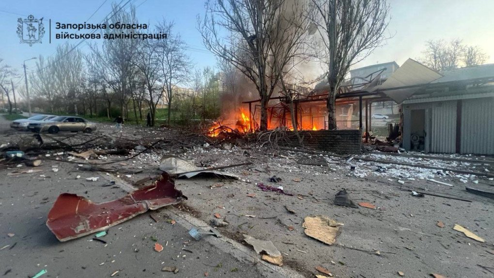 A bus station in Zaporizhzhia caught in flames following a Russian attack. (Source: Zaporizhzhia regional military administration) A bus station in Zaporizhzhia caught in flames following a Russian attack. (Source: Zaporizhzhia regional military administration)