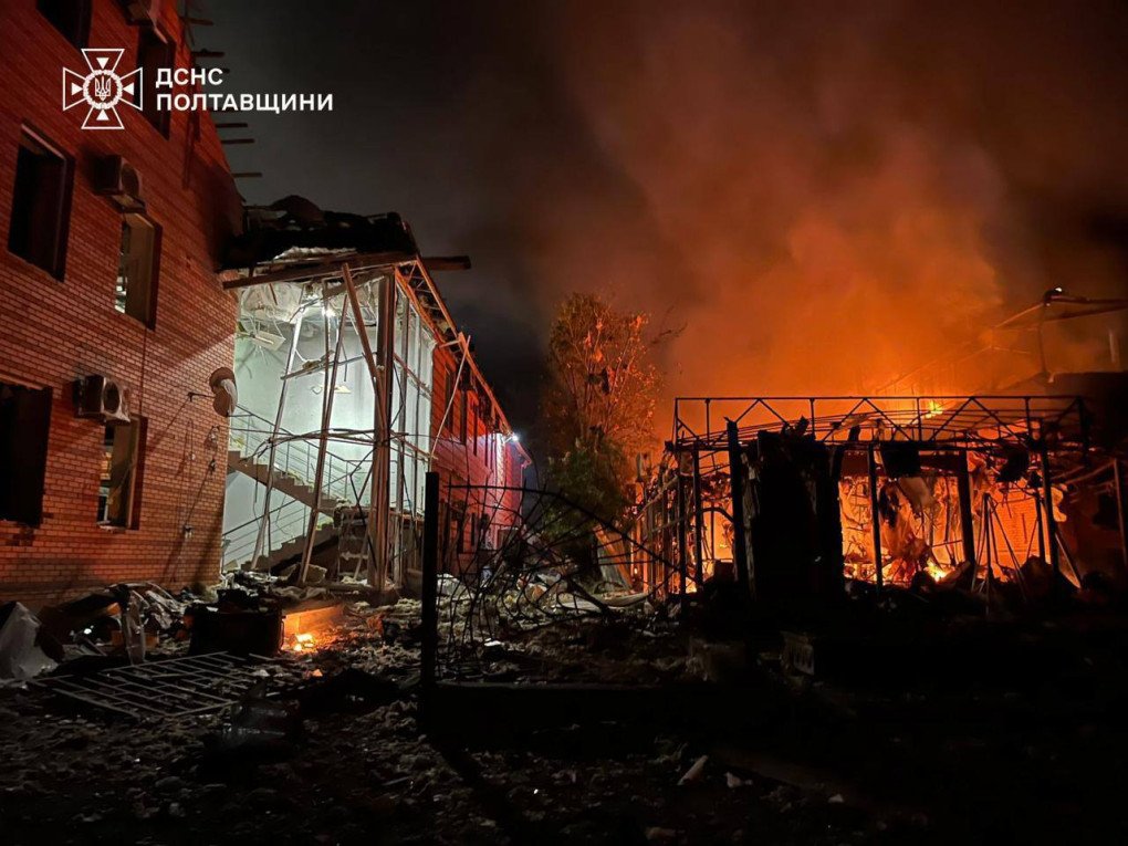 Aftermath of a Russian missile and drone strike on Poltava region, June 6, 2025. (Source: SES) Aftermath of a Russian missile and drone strike on Poltava region, June 6, 2025. (Source: SES)