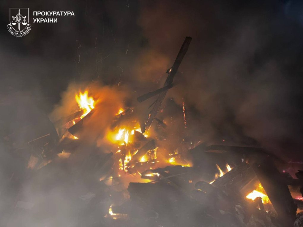 Aftermath of a Russian drone strike on a civilian household in Bohodukhiv, Kharkiv region, February 11, 2026.