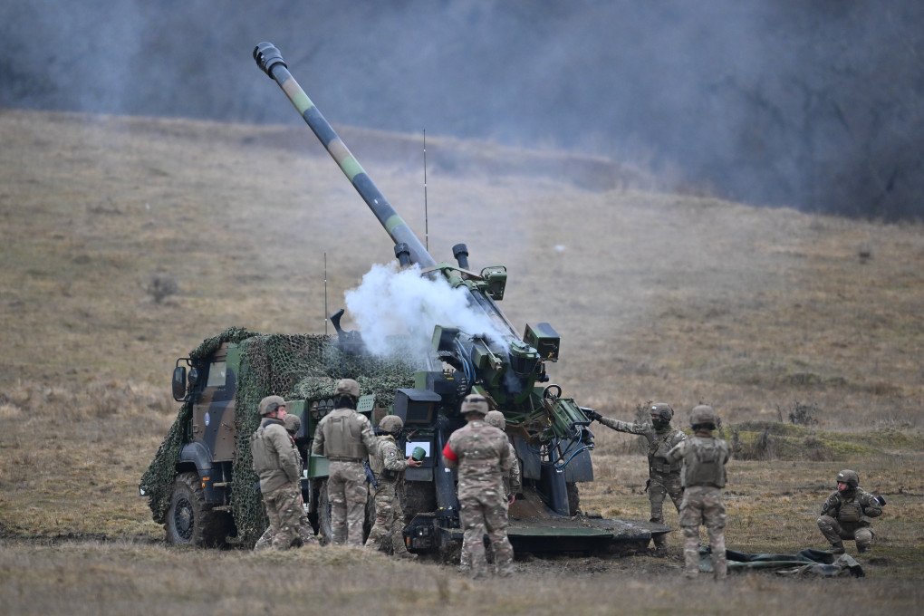 A Caesar self-propelled howitzer is being prepared by the Romanian, French and Polish militaries during the media day of the Multi-Domain Command Europe multinational exercise Dynamic Front, supported by NATO allied forces. (Photo by Alex Nicodim via Getty Images)