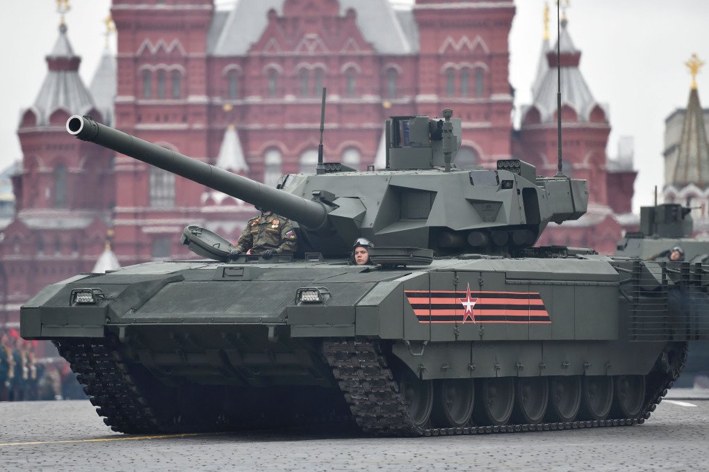 A T-14 Armata tank rides through Red Square during the Victory Day military parade in Moscow on May 9, 2017. (Source: Getty Images)