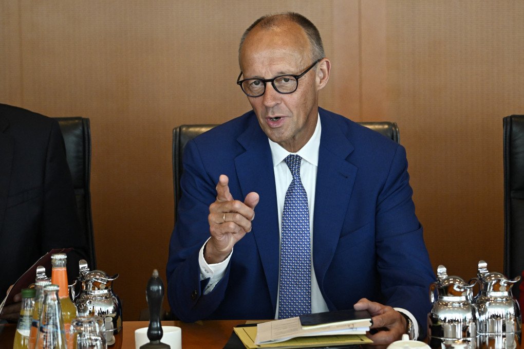 German Chancellor Friedrich Merz gestures prior to the start of the weekly cabinet meeting at the Chancellery in Berlin on September 2, 2026. (Photo by Tobias Scwartz via Getty Images)