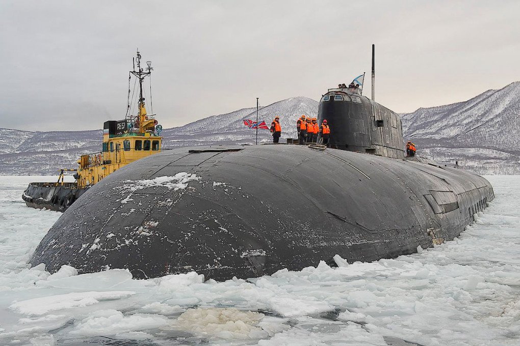 Russian K-150 Oscar-II class nuclkear submarine Tomsk in Vilyuchinsk.(Source: Wikimedia)
