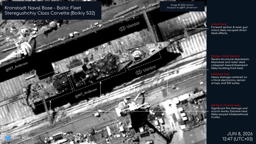 Russian Corvette Boykiy May Be Beyond Repair After Ukrainian Drone Strike, Satellite Images Suggest