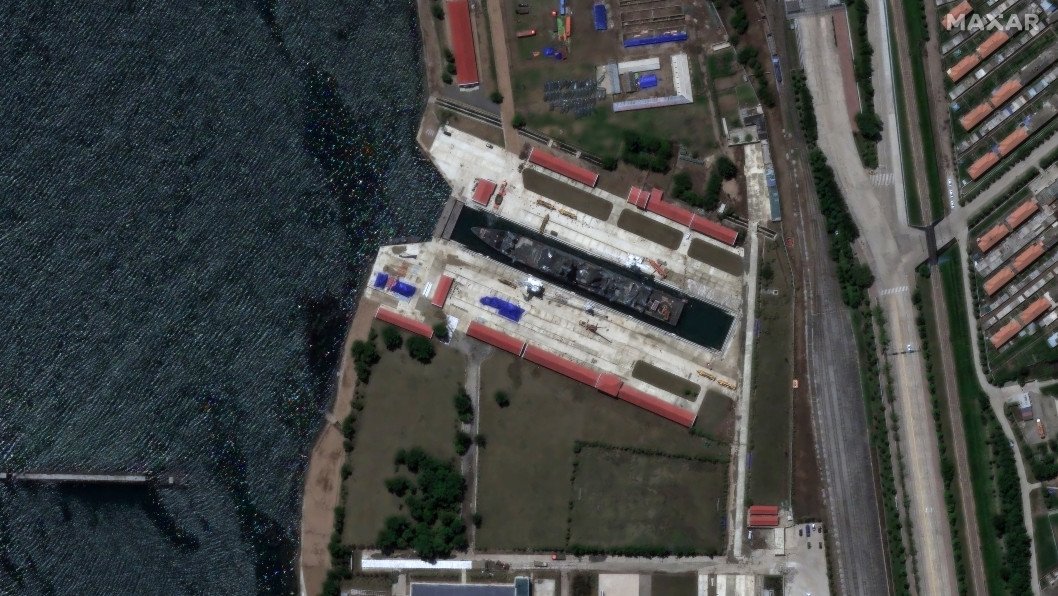 Damaged North Korean Warship Moved to Drydock Near Russian Border, Satellite Images Show