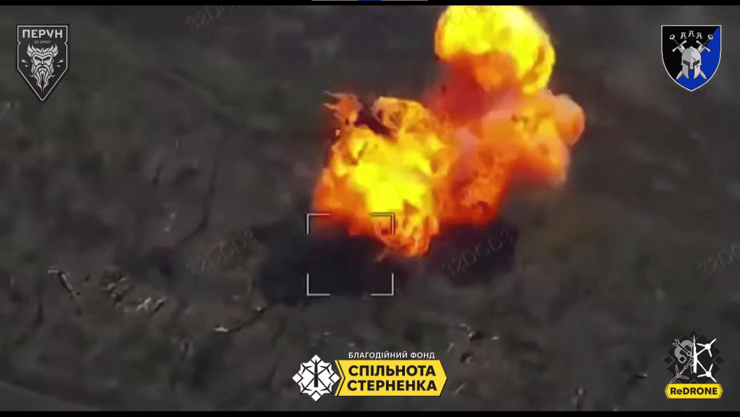 One Small Ukrainian Drone, One Big Explosion—Russian Tank Destroyed on Camera