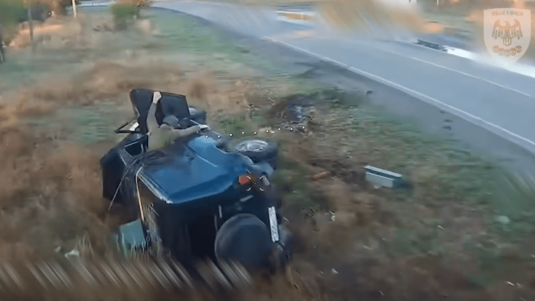 Russian UAZ Goes Full GTA Trying to Escape Ukrainian Drone—Then Flips Into a Ditch