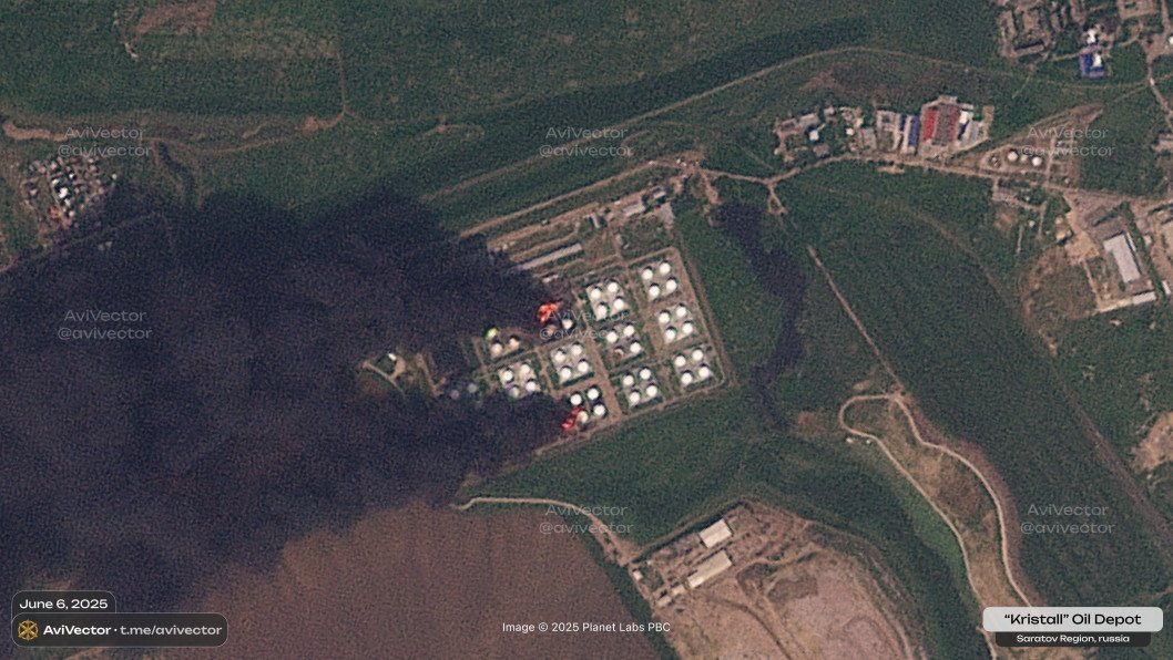 Satellite Imagery Reveals Damage to Key Russian Bomber Fuel Depot in Engels