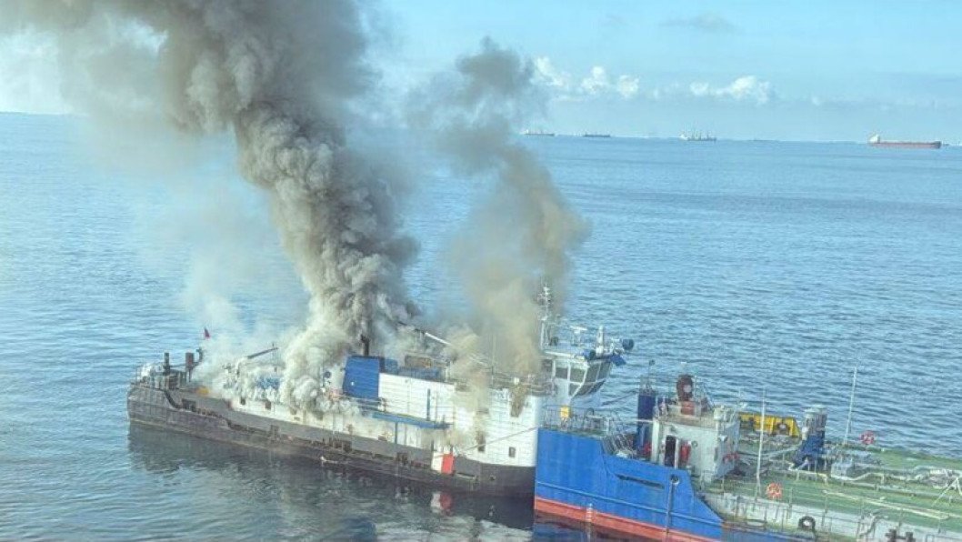 Russian Tugboat Burns Near Crimea, Fuel Spill Spotted From Space