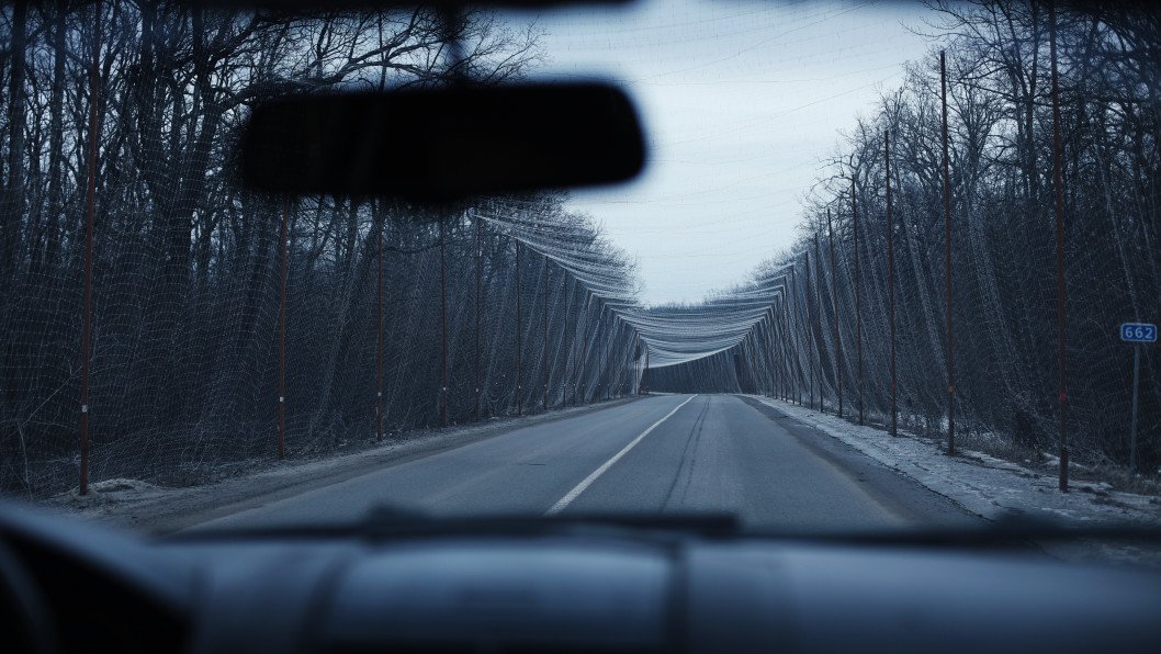 A 30 kilómetros del frente ucraniano, se despliegan redes antes de la llegada de los drones rusos