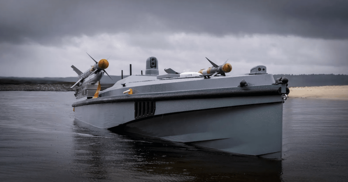 Ukrainian Magura missile7v drone boat armed with R-73 missiles. Ukrainian Military Intelligence