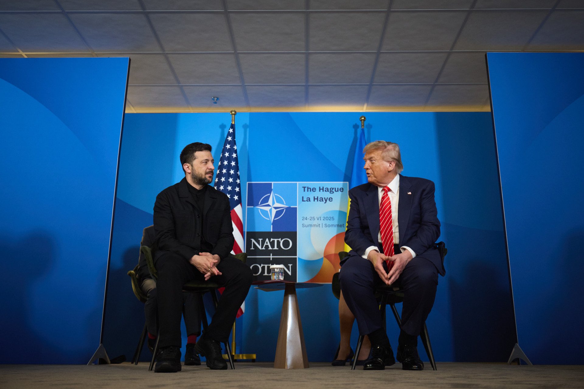 Ukrainian President Volodymyr Zelenskyy and US President Donald Trump hold bilateral talks during the NATO summit in The Hague on June 25, 2025. Photo: Office of the President of Ukraine Ukrainian President Volodymyr Zelenskyy and US President Donald Trump hold bilateral talks during the NATO summit in The Hague on June 25, 2025. Photo: Office of the President of Ukraine