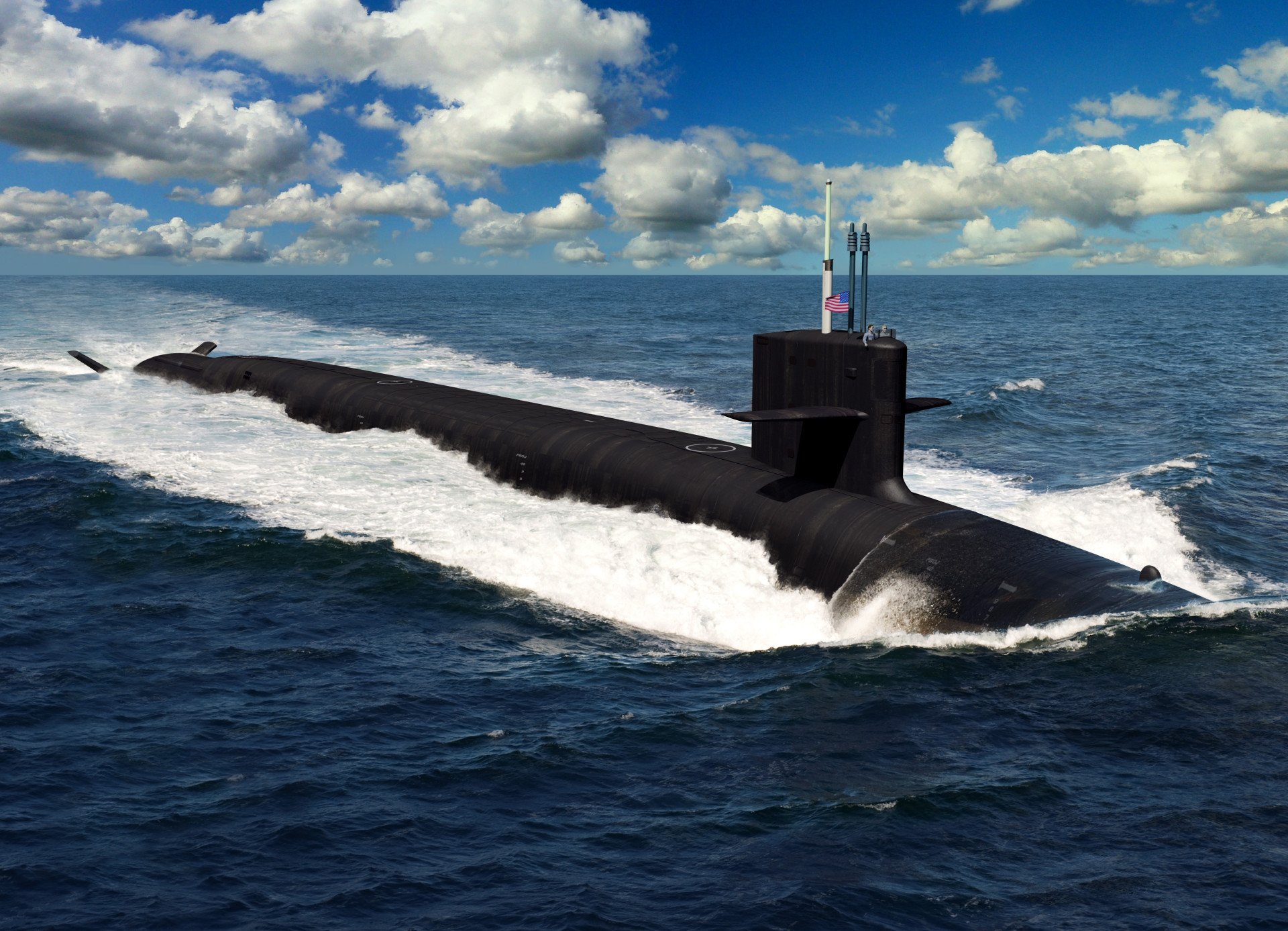 An artist rendering of the future US Navy Columbia-class ballistic missile submarines. (Source: Wikimedia)