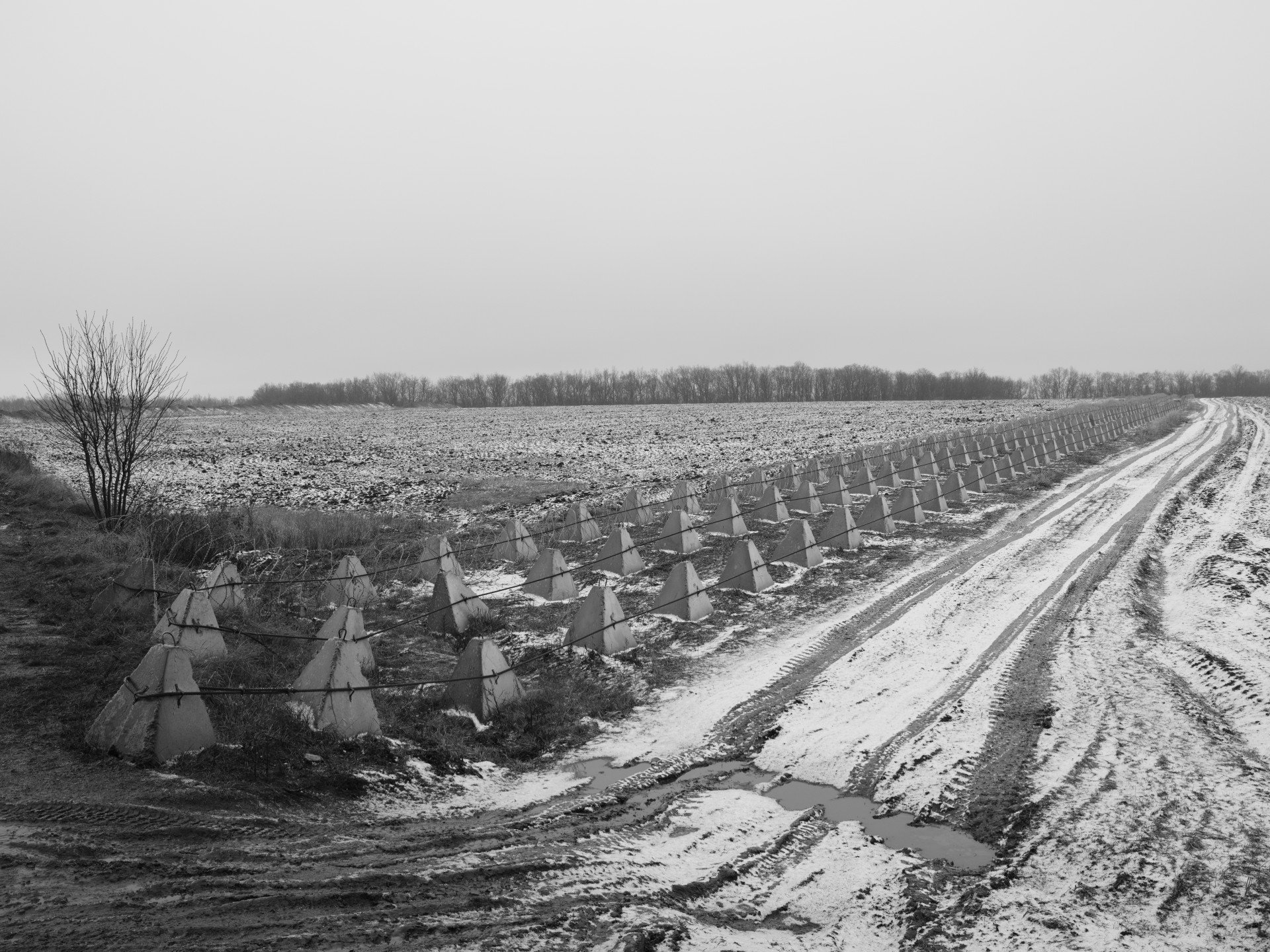JAN 17, 2025 — Defense line “Dragon’s Teeth,” the anti-tank obstacles, in Kharkiv region, Ukraine. Photo by George Ivanchenko.