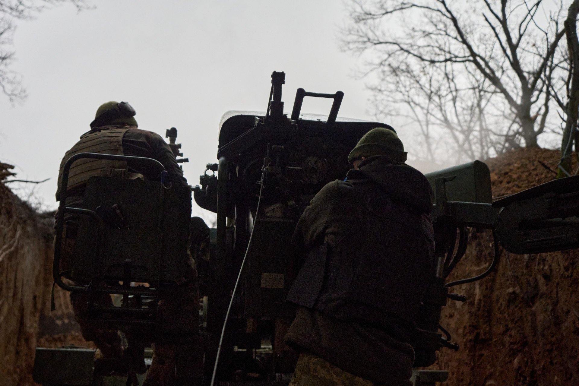 The Bohdana crew tilt the self-propelled howitzer cannon out of a second dugout, pointing it at the sky to hit a Russian position nearby. The Russians are roughly 10 kilometers from the artillery position. It takes a minute and a half to bring the howitzer into combat position. The Bohdana can launch shells up to 40 kilometers. Its accuracy makes it a deadly threat to the receiving end, especially when the crew uses U.S.-made guided Excalibur shells. Still, these are scarce these days, and the team increasingly relies on domestically produced 155mm shells.