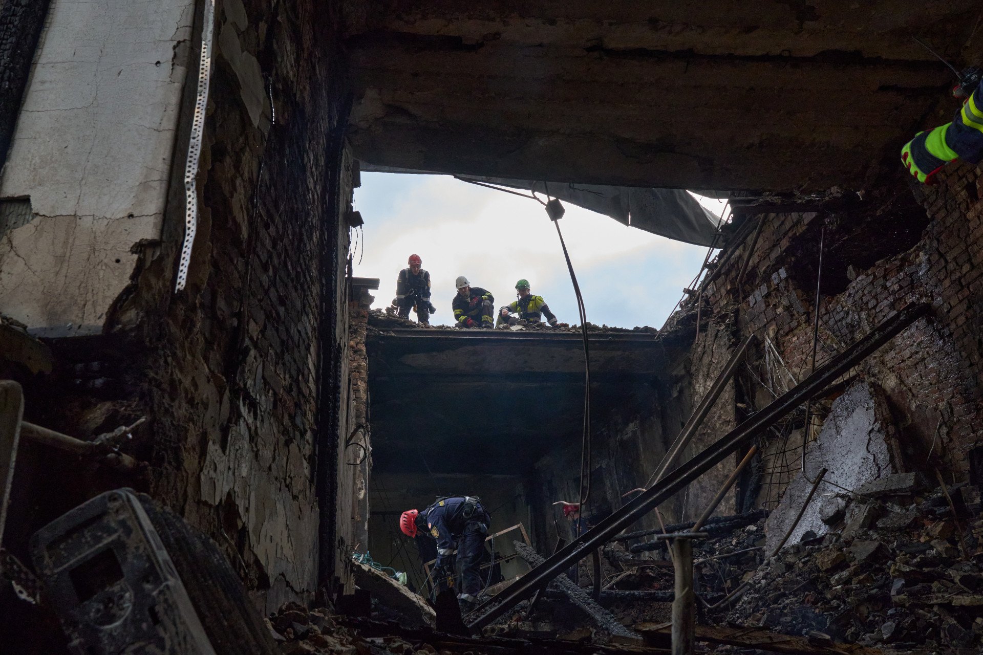 Russia’s shelling of the Cabinet of Ministers of Ukraine building. Emergency responders work to eliminate the consequences of the attack. Photo: Mykyta Shandyba/UNITED24 Media. Russia’s shelling of the Cabinet of Ministers of Ukraine building. Emergency responders work to eliminate the consequences of the attack. Photo: Mykyta Shandyba/UNITED24 Media.