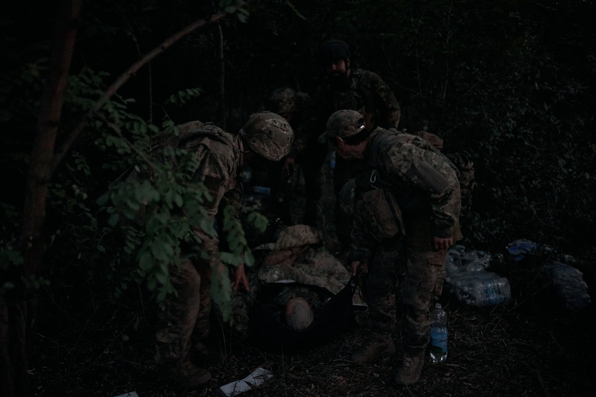 Two wounded soldiers are rescued from infantry positions using an armored infantry fighting vehicle during rotation and medical evacuations by the 505th Separate Marine Battalion on the border between Donetsk and Dnipropetrovsk regions on July 21, 2025 in Donetsk Region, Ukraine. (Source: Getty Images)