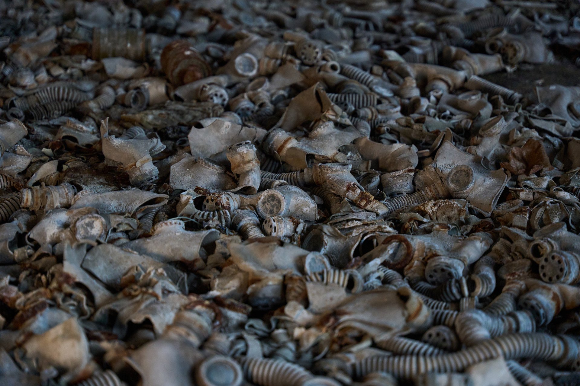 A pile of children’s gas masks in a local kindergarten. Photo: Mykyta Shandyba/UNITED24 Media