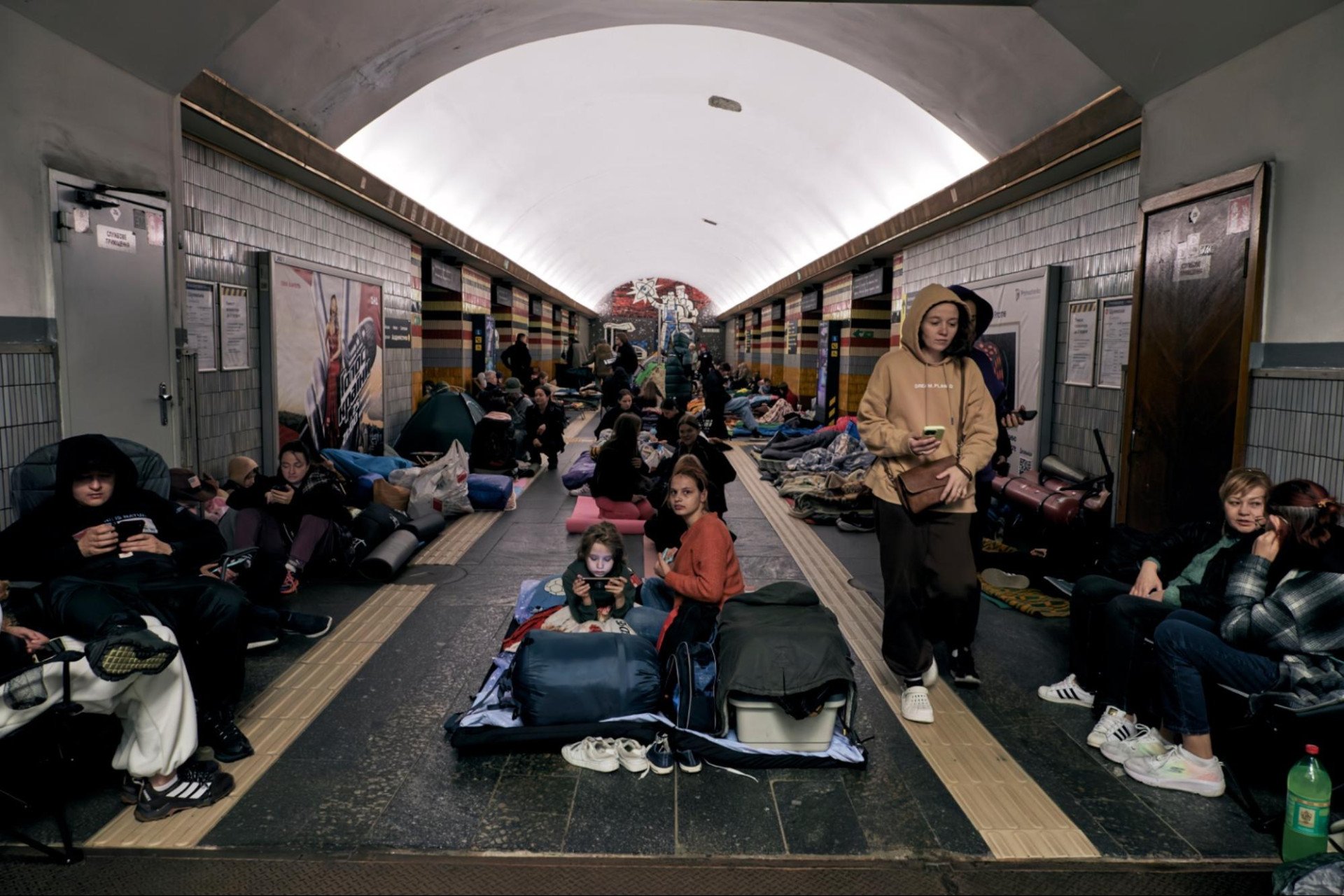 Kyiv residents take shelter in a metro station, tens of meters underground. Kyiv, Ukraine, October 6, 2026 (Photo: Louis Beaudemont/UNITED24 Media)