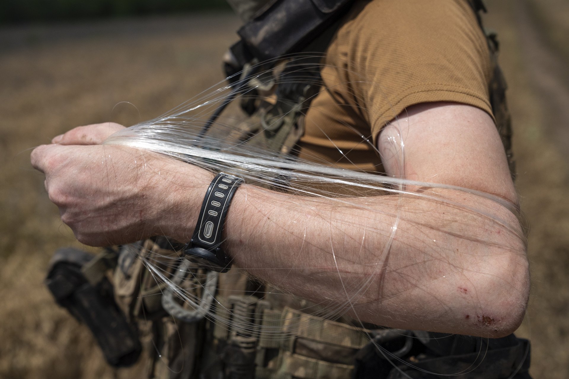 Soldiers from a fiber-optic drone unit of the 93rd Brigade test drones before heading to the front lines in the Donetsk region, Ukraine, June 17, 2025. Photo by Jose Colon/Anadolu via Getty Images.