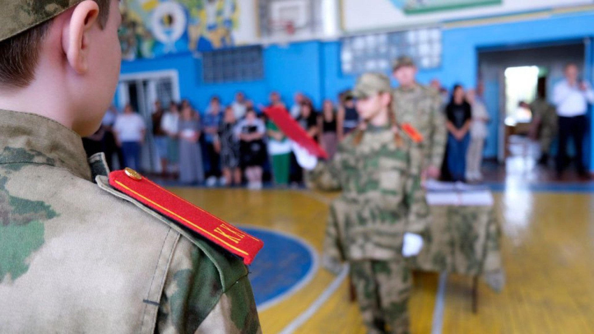 Children taking part in compulsory Russian “cadet classes” in occupied Kherson