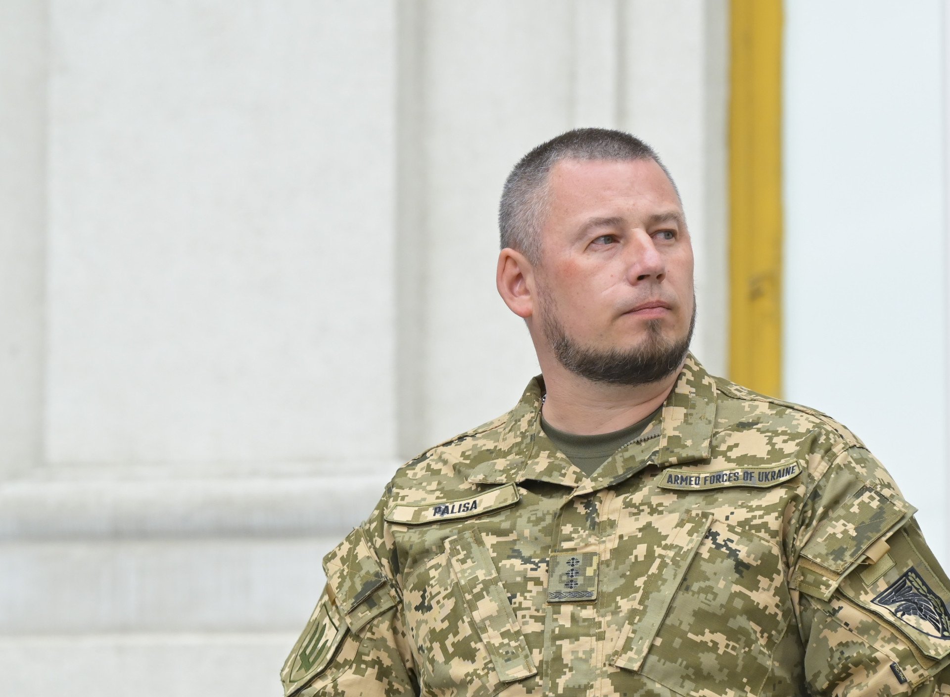 Deputy Head of the Office of the President of Ukraine Pavlo Palisa during the opening of an art installation at Infantry Day near the Ministry of Foreign Affairs of Ukraine on May 6, 2025, in Kyiv, Ukraine. Deputy Head of the Office of the President of Ukraine Pavlo Palisa during the opening of an art installation at Infantry Day near the Ministry of Foreign Affairs of Ukraine on May 6, 2025, in Kyiv, Ukraine.