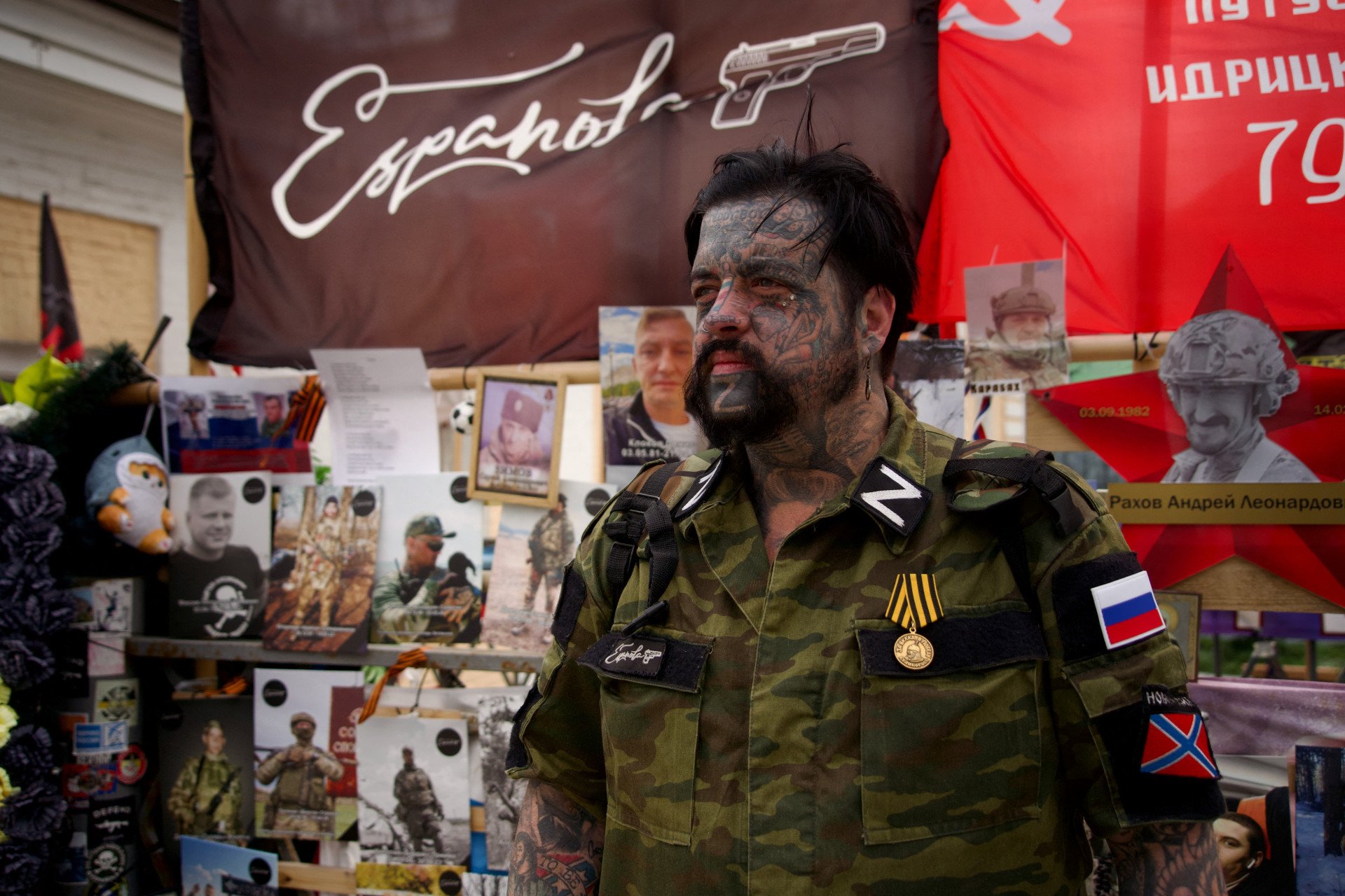 Teddy Boy a member of Espanola - Russian football hooligans private military company