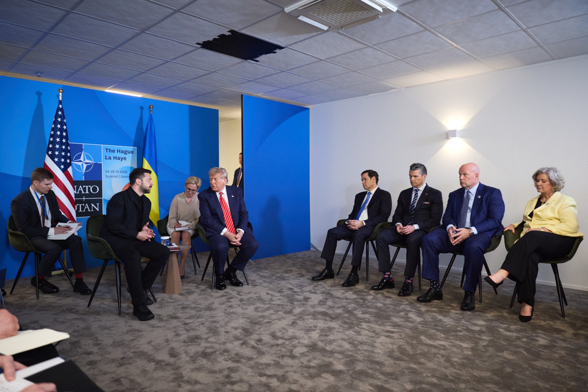 Ukrainian President Volodymyr Zelenskyy and US President Donald Trump hold a bilateral meeting with their delegations during the NATO summit in The Hague on June 25, 2025. Photo: Office of the President of Ukraine Ukrainian President Volodymyr Zelenskyy and US President Donald Trump hold a bilateral meeting with their delegations during the NATO summit in The Hague on June 25, 2025. Photo: Office of the President of Ukraine