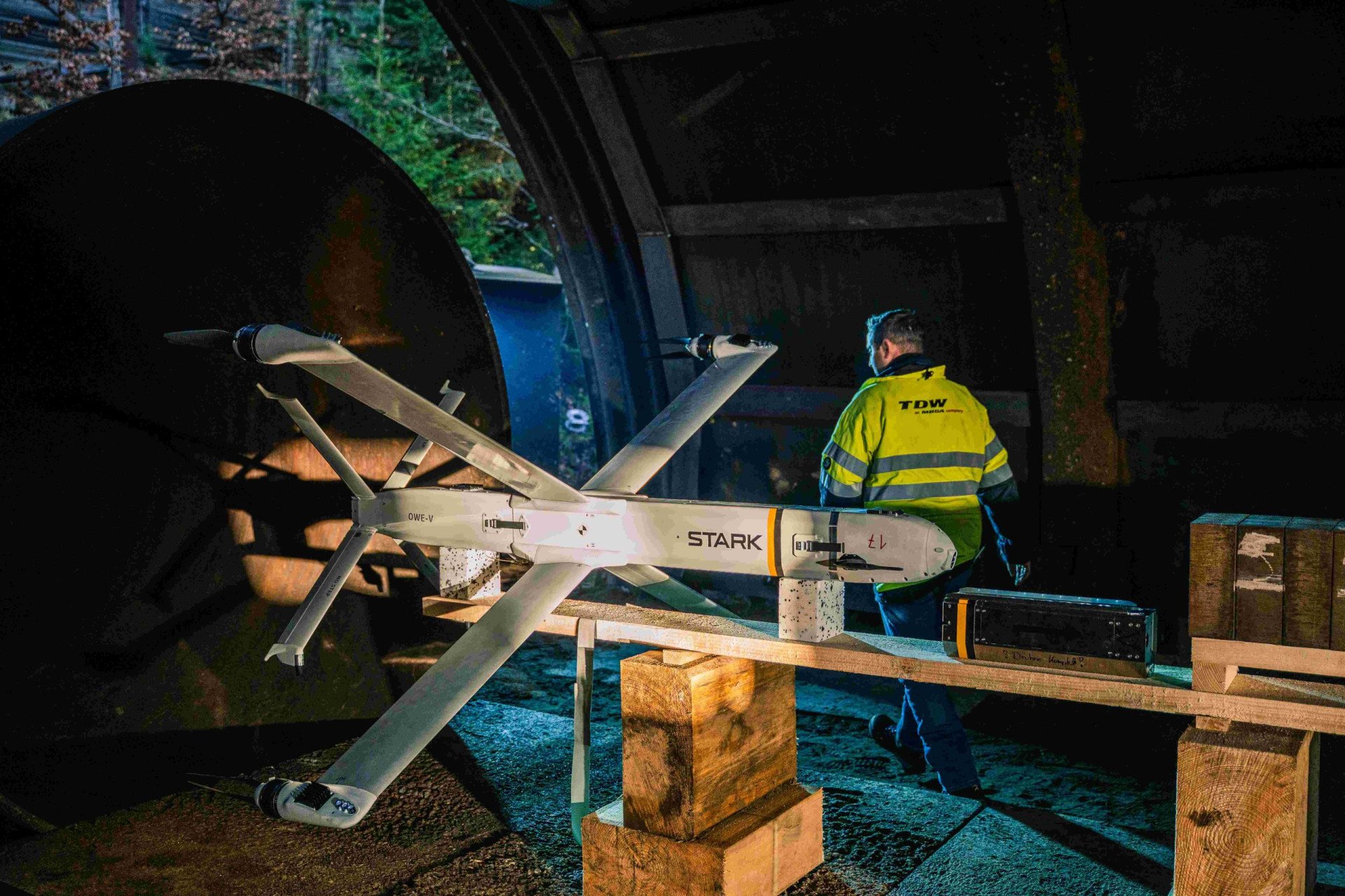 VIRTUS loitering munition equipped with the LION STRIKE 110 warhead during tests, December 2025. (Source: STARK)