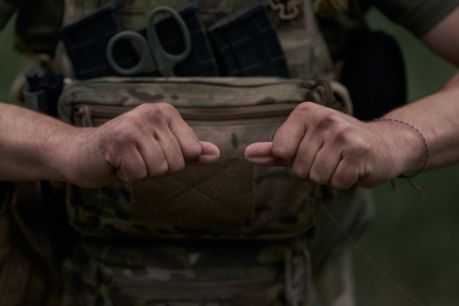 Pilots of the 28th mechanised brigade of the Armed Forces of Ukraine test a fibre optic FPV drone with RPG munition on June 18, 2025 near Kostiantynivka, Donetsk Region, Ukraine. Photo by Kostiantyn Liberov/Libkos via Getty Images.