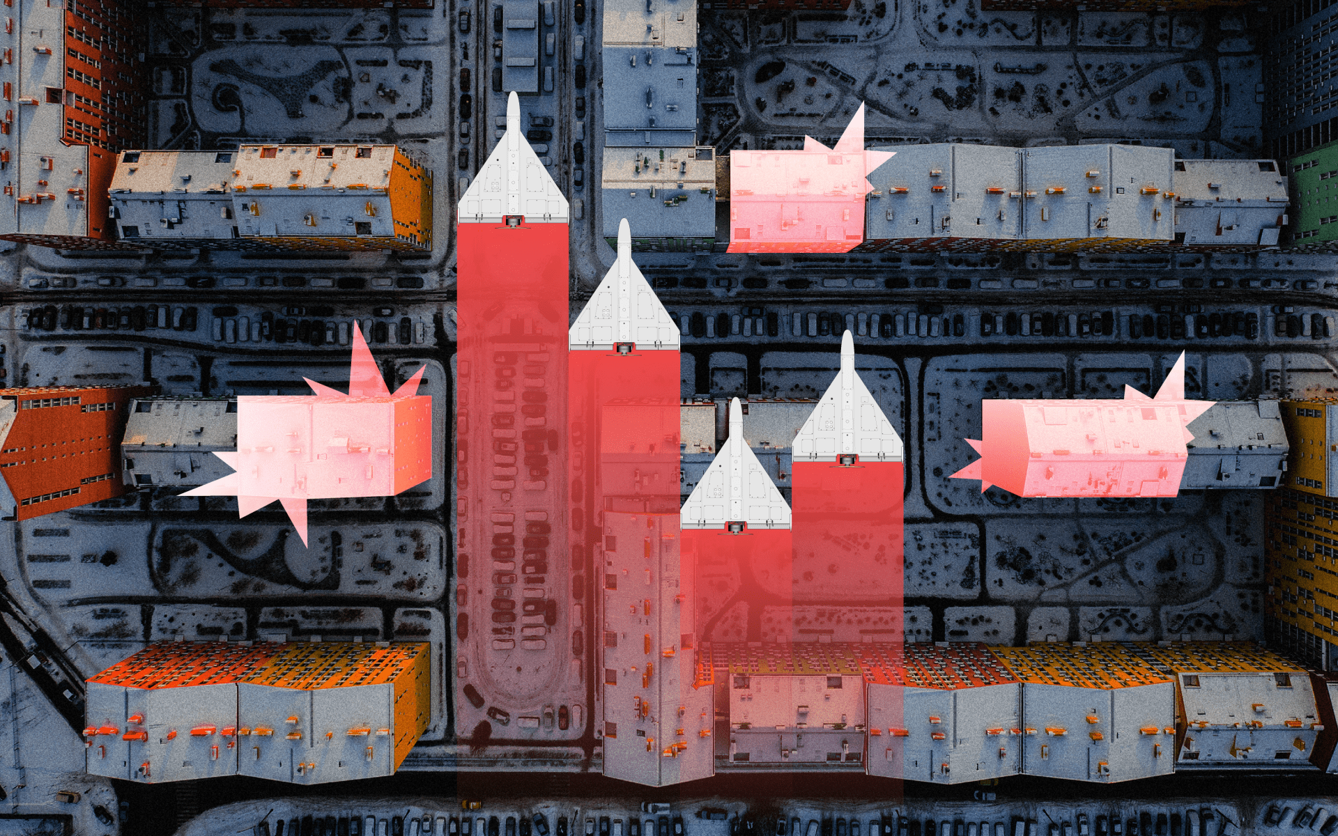 Drones kamikaze Shahed atacando zonas urbanas en Ucrania durante bombardeos nocturnos