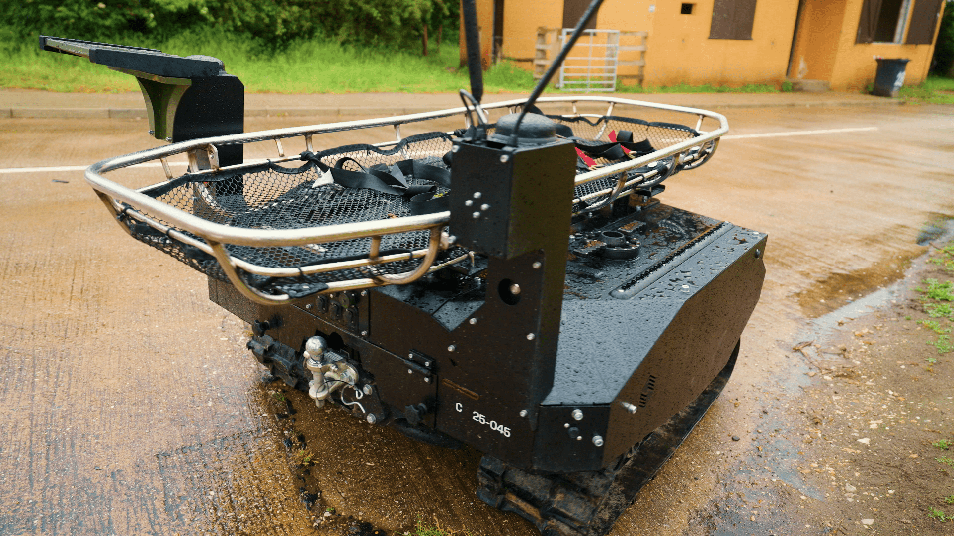 The Gereon unmanned ground vehicle (UGV), used in Ukraine, during Operation Interflex, the UK-led training mission for Ukrainian forces. (Photo: Joshua Bamford/ UNITED24 Media) The Gereon unmanned ground vehicle (UGV), used in Ukraine, during Operation Interflex, the UK-led training mission for Ukrainian forces. (Photo: Joshua Bamford/ UNITED24 Media)