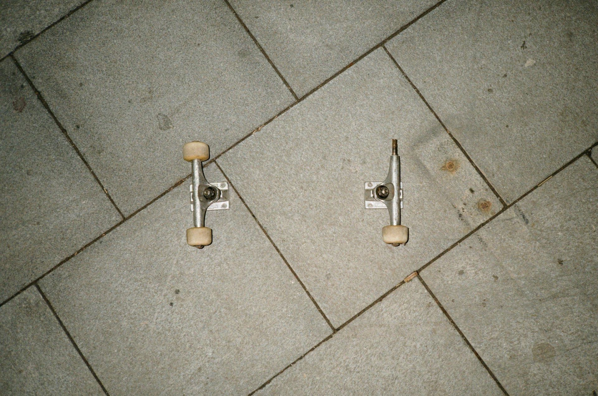 Wheels from a broken skateboard. (Photo: Hironori Kodama)