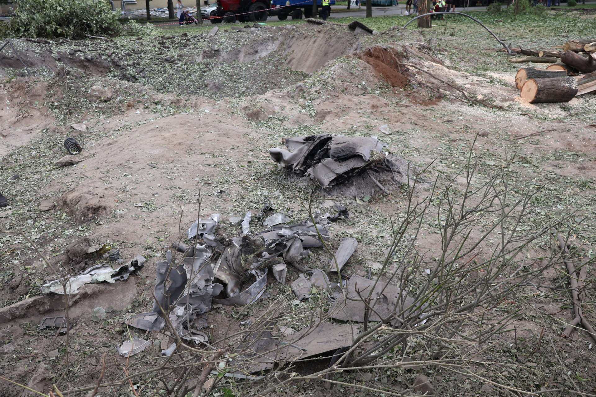 Missile fragments lie at the site of a Russian missile strike on Darnytskyi district on June 17, 2025 in Kyiv, Ukraine. Rescuers continue to search for people under the rubble. (Photo by Andriy Zhyhaylo via Getty Images)