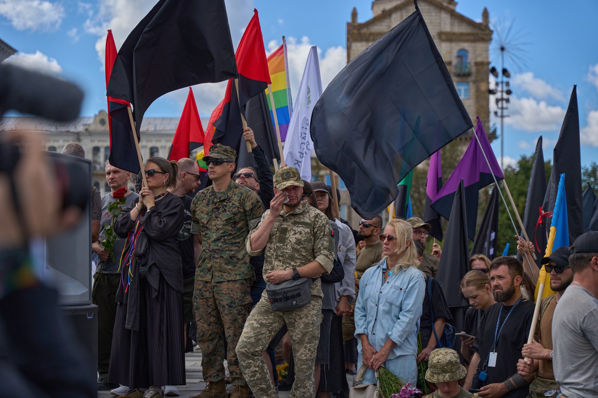 Farewell ceremony honoring artist and serviceman David Chichkan at Kyiv’s Independence Square on August 18, 2025, Kyiv, Ukraine. Photo by Mykyta Shandyba/UNITED24 Media.