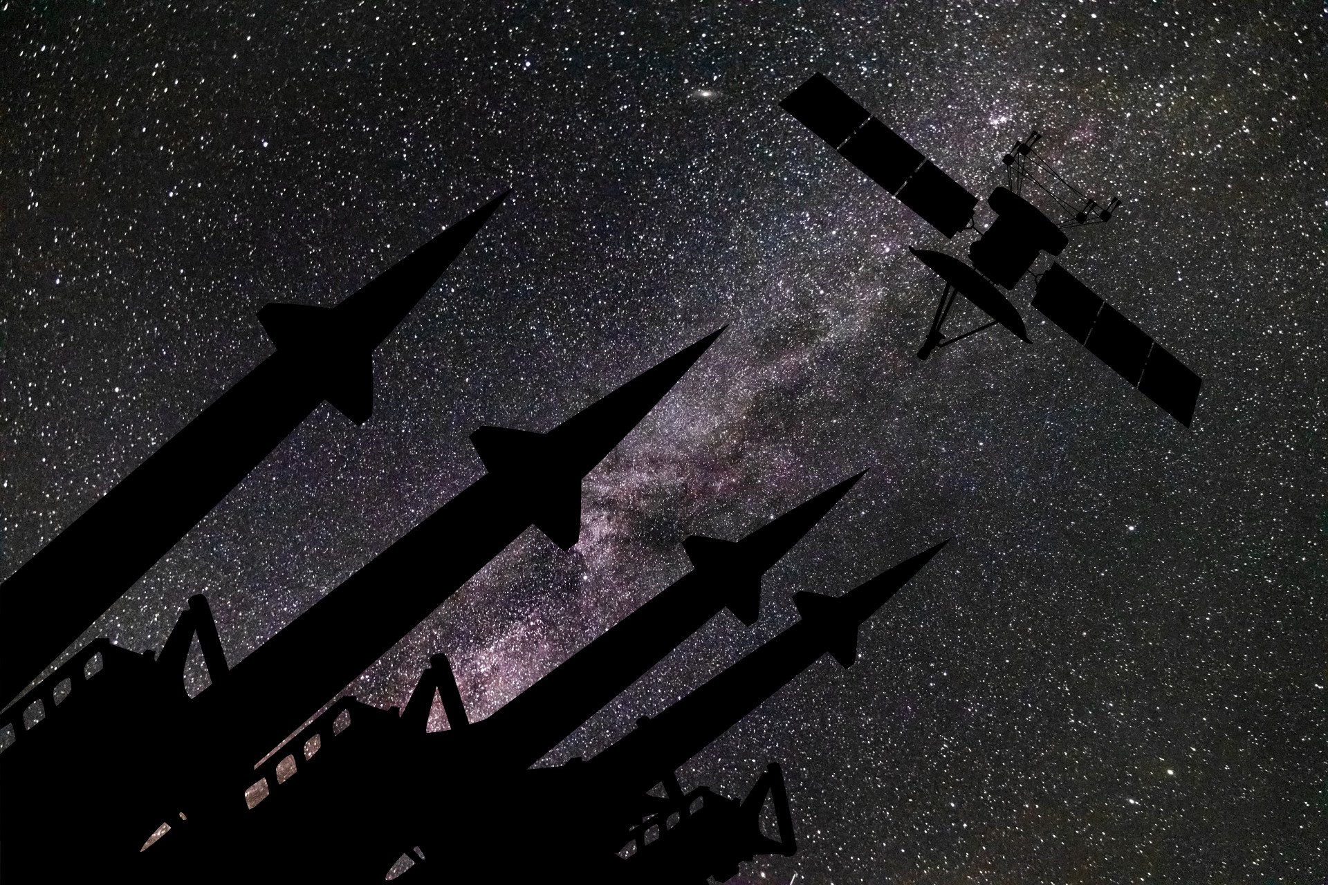 Illustrative image of a missile system and satellite in orbit. (Source: Getty Images)