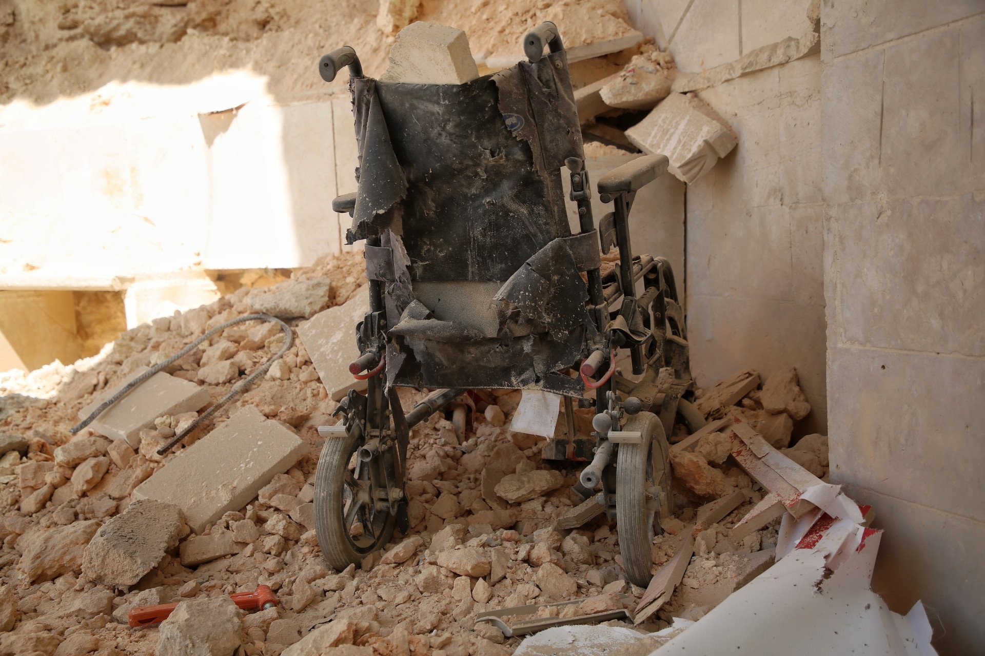 Aftermath of a bombed hospital in Syria