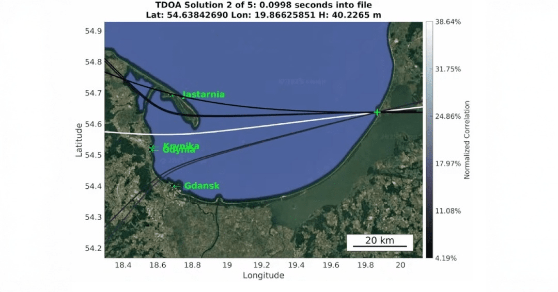 This map approximates the trajectory of Russian GNSS jamming emanating from Baltiysk, Kaliningrad, on March 29, 2025. (Source: Gdynia Maritime University, the University of Colorado, Maritime Office at Gdynia). This map approximates the trajectory of Russian GNSS jamming emanating from Baltiysk, Kaliningrad, on March 29, 2025. (Source: Gdynia Maritime University, the University of Colorado, Maritime Office at Gdynia).