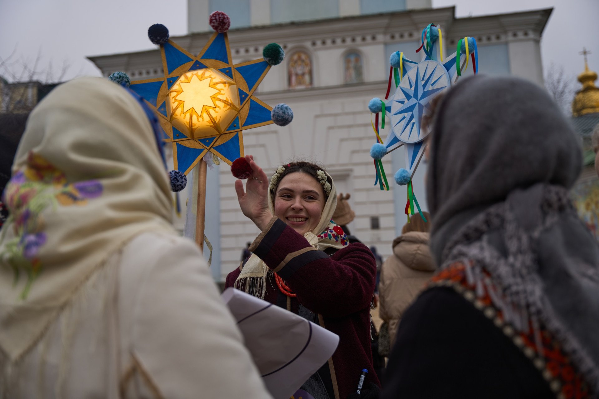 Handmade Christmas stars shine and spin — just try to catch one!