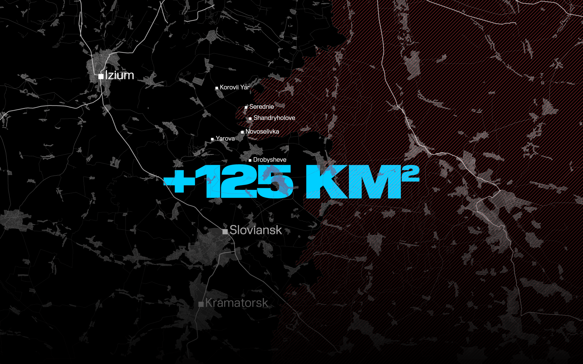 Ukrainian forces have taken control of 125 square kilometers of territory, 50 square kilometers of which were liberated from Russian occupation. (Illustration: UNITED24 Media)