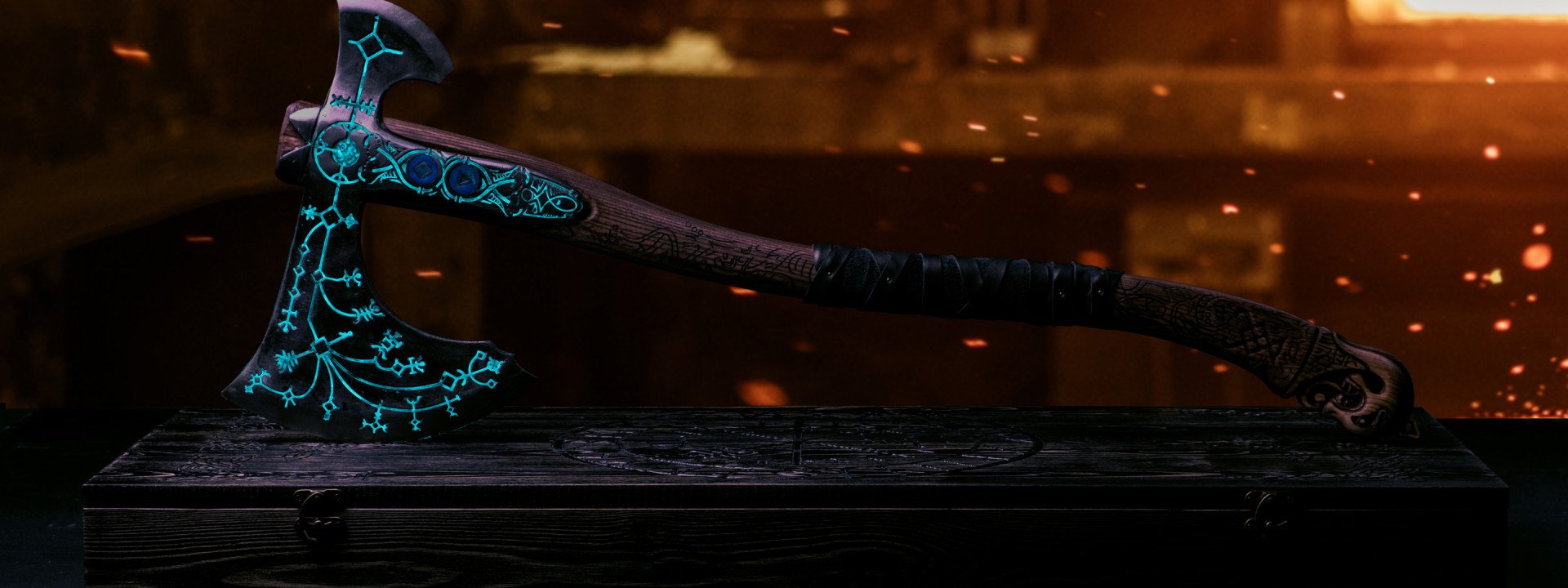 Réplica artesanal del Hacha Leviatán de God of War: Ragnarök, forjada por la marca ucraniana Ancient Smithy. (Fuente: Forbes Ucrania)