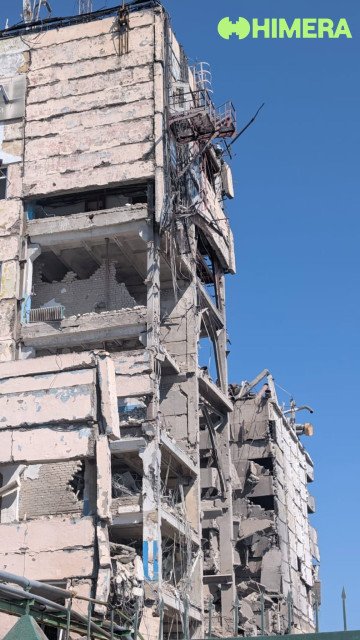 The building damaged by Russian strikes where the HIMERA B1 repeater was deployed. (Source: HIMERA) The building damaged by Russian strikes where the HIMERA B1 repeater was deployed. (Source: HIMERA)