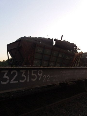 Destroyed Ukrainian railway freight car filled with grain on June 17. (Source: Ukrzaliznytsia) Destroyed Ukrainian railway freight car filled with grain on June 17. (Source: Ukrzaliznytsia)