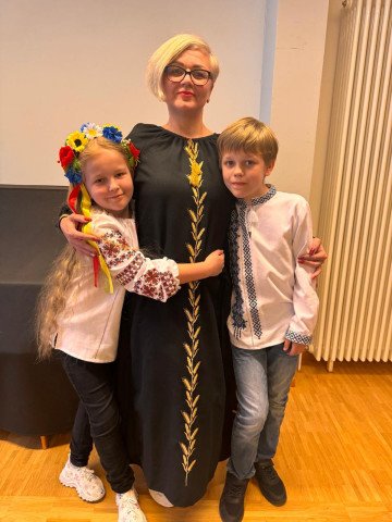 Maryna with her children, Myroslav and Solomiia, in Tübingen, Germany. (Source: Maryna's personal archive)